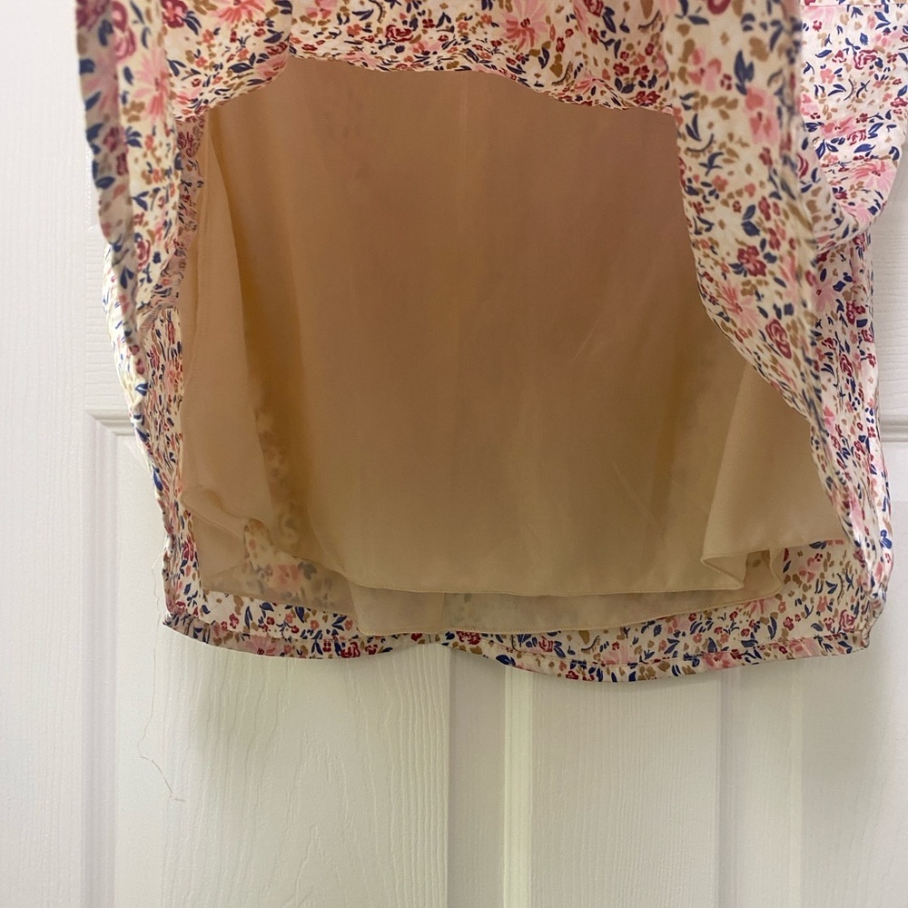 japna mini skater skirt floral women’s satin rose soft double lined medium M - Picture 4 of 7